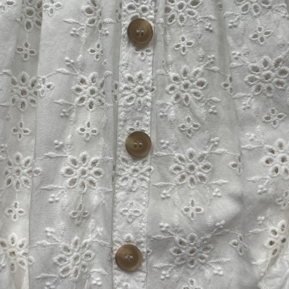 Democracy White Eyelet 3/4 Sleeve Blouse - Picture 2 of 5